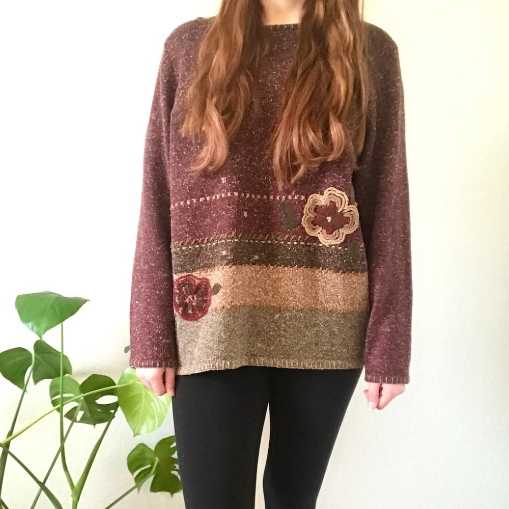 Vintage Allison Daley Flower Cottage Sweater